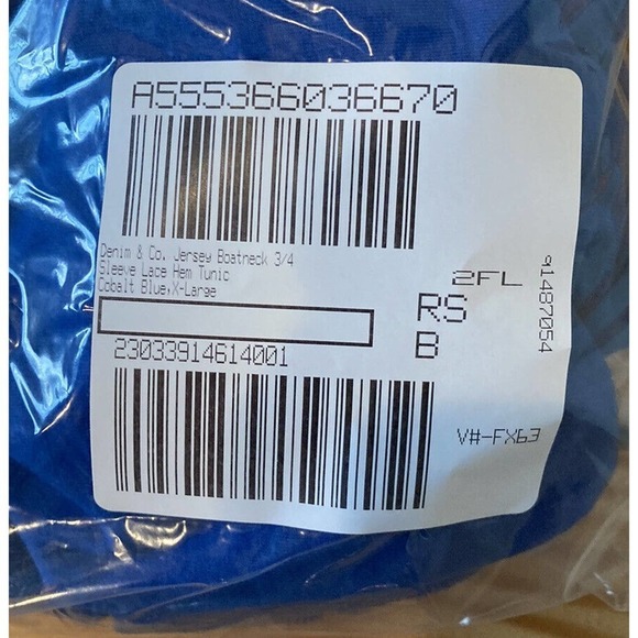 NEW D&Co Lace Hem Jersey Boatneck Tunic Size XL Women’s Blue - Picture 8 of 8